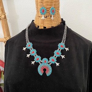 Squash Blossom Necklace - Western Navajo Tribal Southwestern Rodeo Jewelry