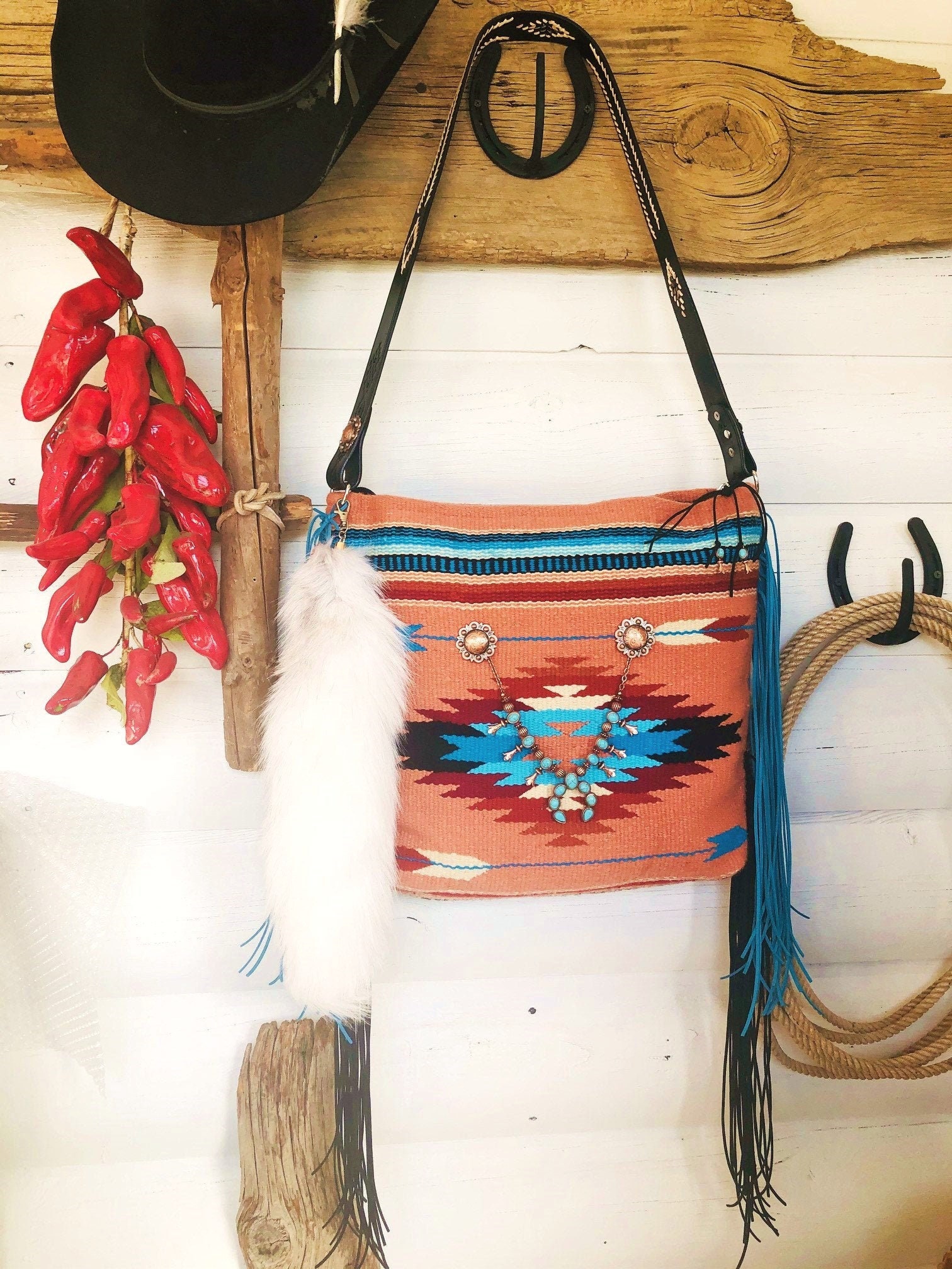 Saddle Blanket Tote Purse Bag - Indian Springs - Western Fashion