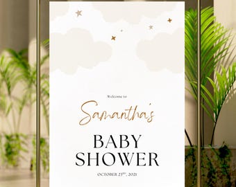 Cloud Baby Shower Welcome Sign: Editable Printable Decor (Digital Download)