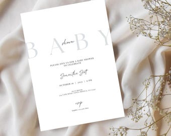 Minimalist Baby Shower Invitation Template: Editable Canva Invite (5x7" Digital Download)