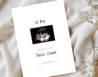 Minimalist Baby Shower Invitation – Editable Canva Template (Digital Download)