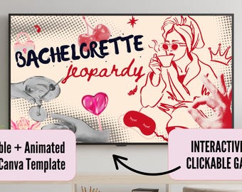 Bachelorette Jeopardy Game | Interactive Bridal Shower Game | Editable Canva Template