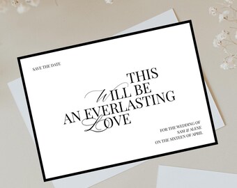 Classy Save the Date Template | Editable Wedding Announcement | Digital Invitation | Black | Canva Template