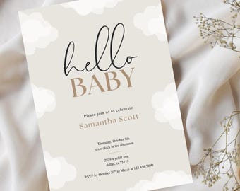 Cloud Baby Shower Invitation Template: Editable Canva Invite (Digital Download, 5x7in)