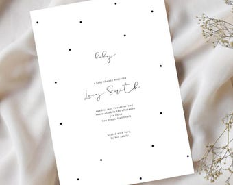 Modern Gender Reveal Invitation Template: Minimalist Baby Shower (Canva Editable, Digital Download)