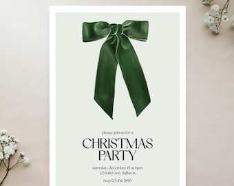 Elegant Christmas Party Invitation Template: Festive Holiday Cocktail Invite (Digital Download, 5x7")