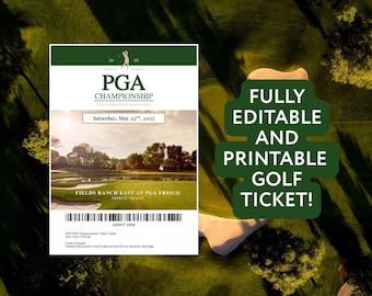 Editable Surprise PGA Tournament Ticket Template | Printable Golf Tournament Gift Ticket | Canva Editable Gift Voucher | Instant Download