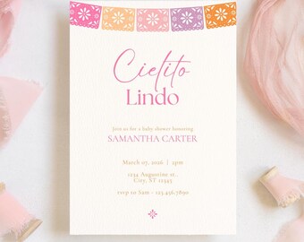 Cielito Lindo Baby Shower Invitation | Colorful Modern Mexican Theme | Editable Canva Template Digital Download