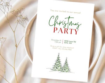 Editable Christmas Party Invitation Template: Canva Holiday Invite (Digital Download)