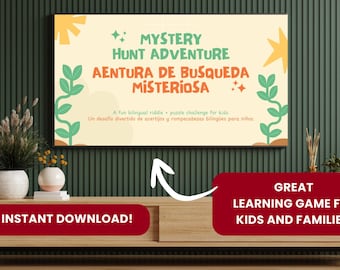 Bilingual Scavenger Hunt Game for Kids and Families | English Spanish Riddle Clues (Digital Download)