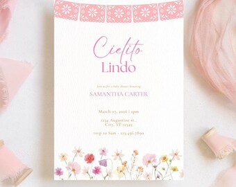 Cielito Lindo Baby Shower Invitation | Mexican Fiesta Floral Theme (Digital Download)