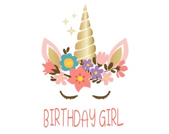 Birthday Girl Unicorn Sublimation Design Download