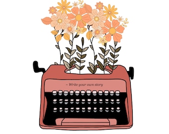 Écrivez votre propre histoire vintage Retro Typewriter Sublimation Design Télécharger PNG