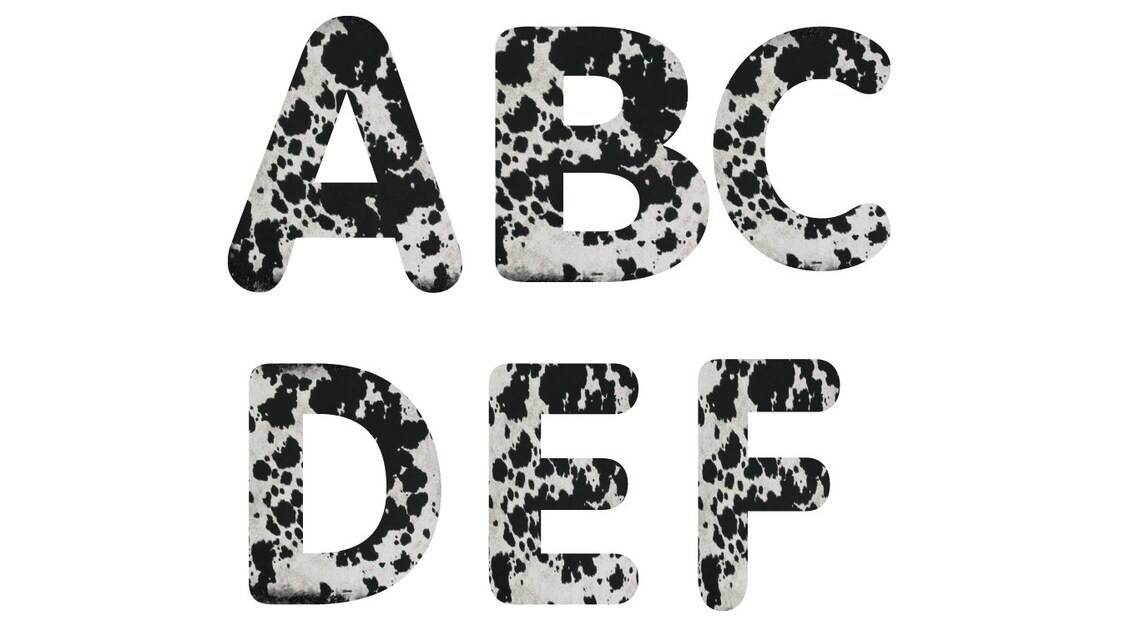 Cowhide Alpha Font Sublimation Design Download Etsy
