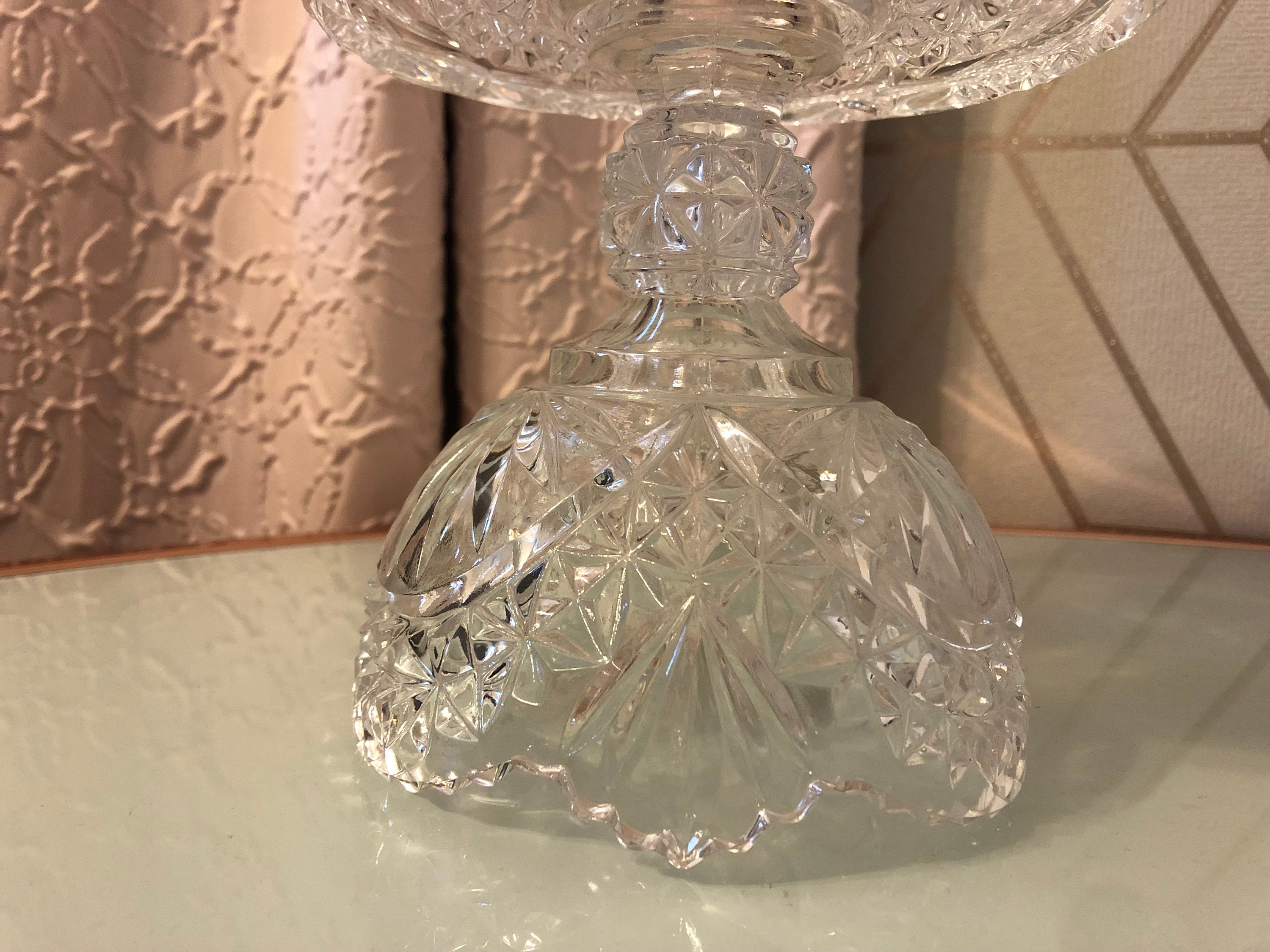 Vintage Cut Crystal Fruit Compote Bowl Centerpiece Footed Etsy