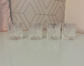 Royal Crystal Rock Overture Crystal Old Fashioned, Set of 4, Discontinued, Italy, Cut Fans, Criss Cross