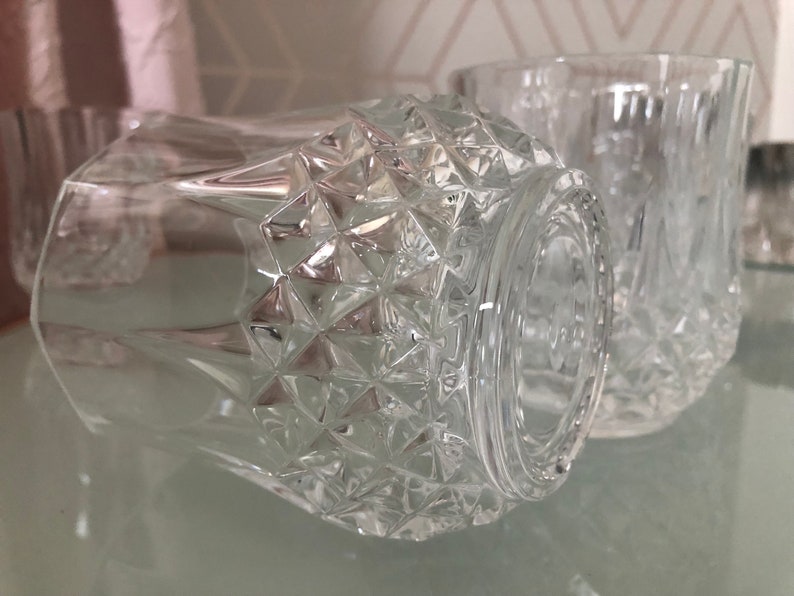 Set of 6 Double Old Fashioned Whiskey Rocks Clear Crystal Longchamp Cristal D'arques Diamond