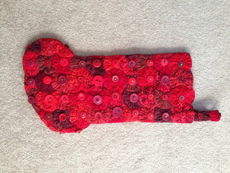button and beads HAND MADE Christmas stocking with yo-yos 18 inches tall