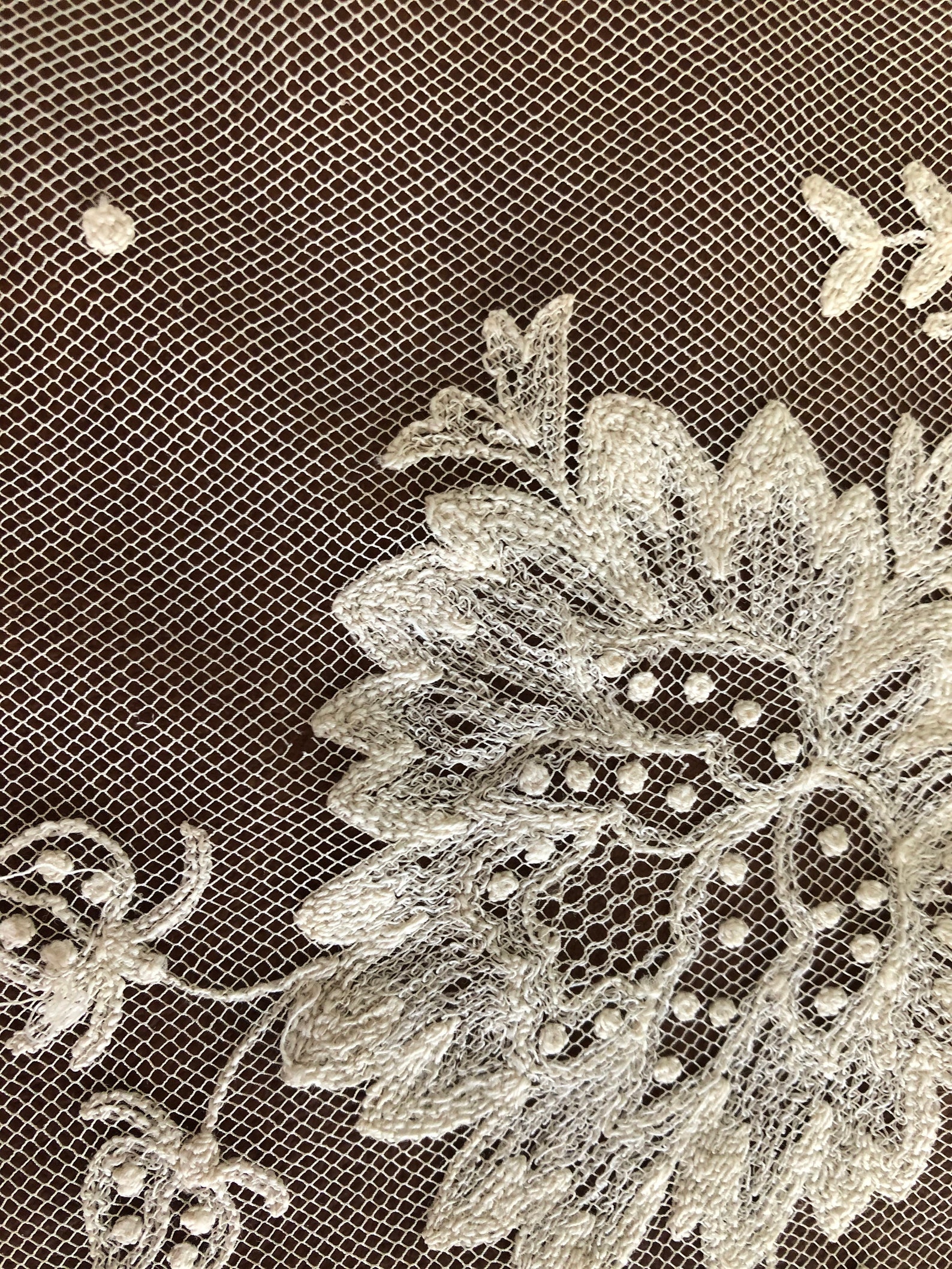 Huge 8ft or 245 cm needle run lace shawl or stole 18