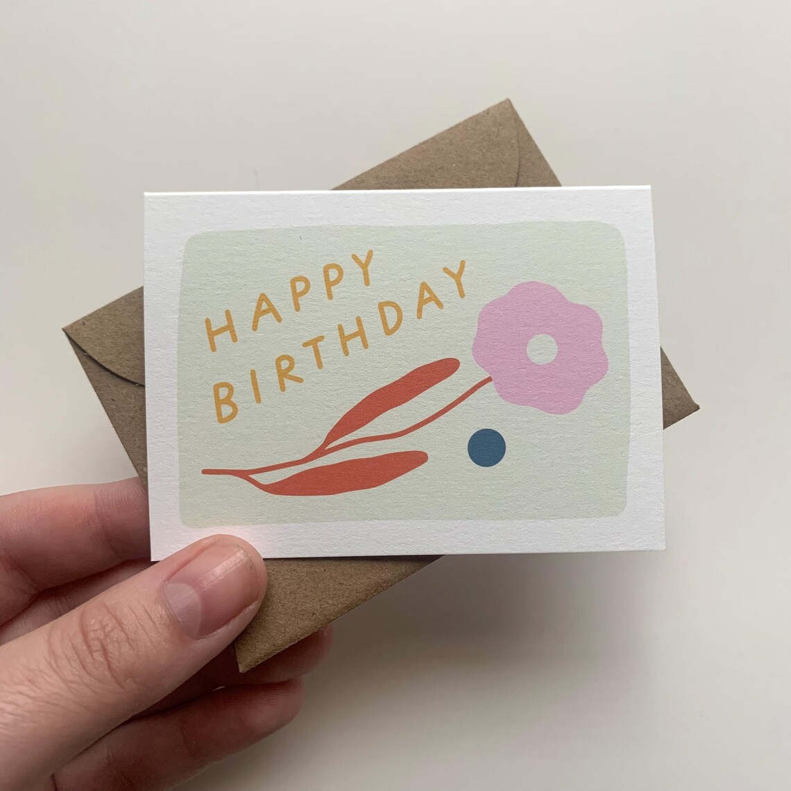 Tiny Card - Happy Birthday Flower - Gift Card Envelope - Etsy