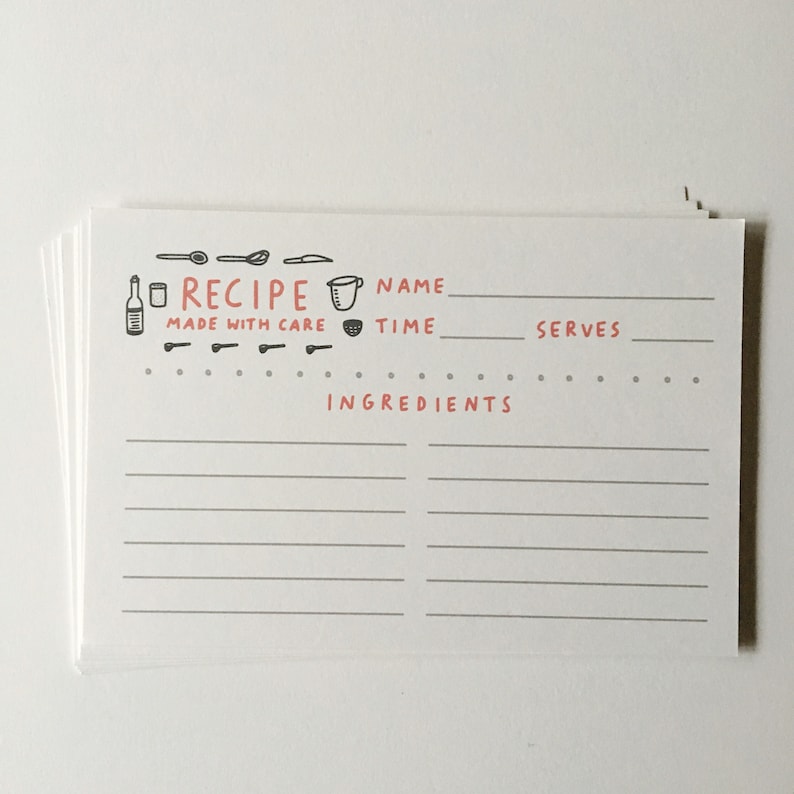 Recipe Cards 4 x 6. Set of 10