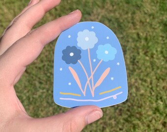 nighttime flowers | sticker | vinyl sticker | small laptop sticker | water bottle sticker | for hydroflask | waterproof | flower sticker