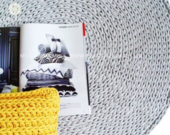 Grau Baumwollkordel Runder Teppich Gehakelter Teppich Etsy