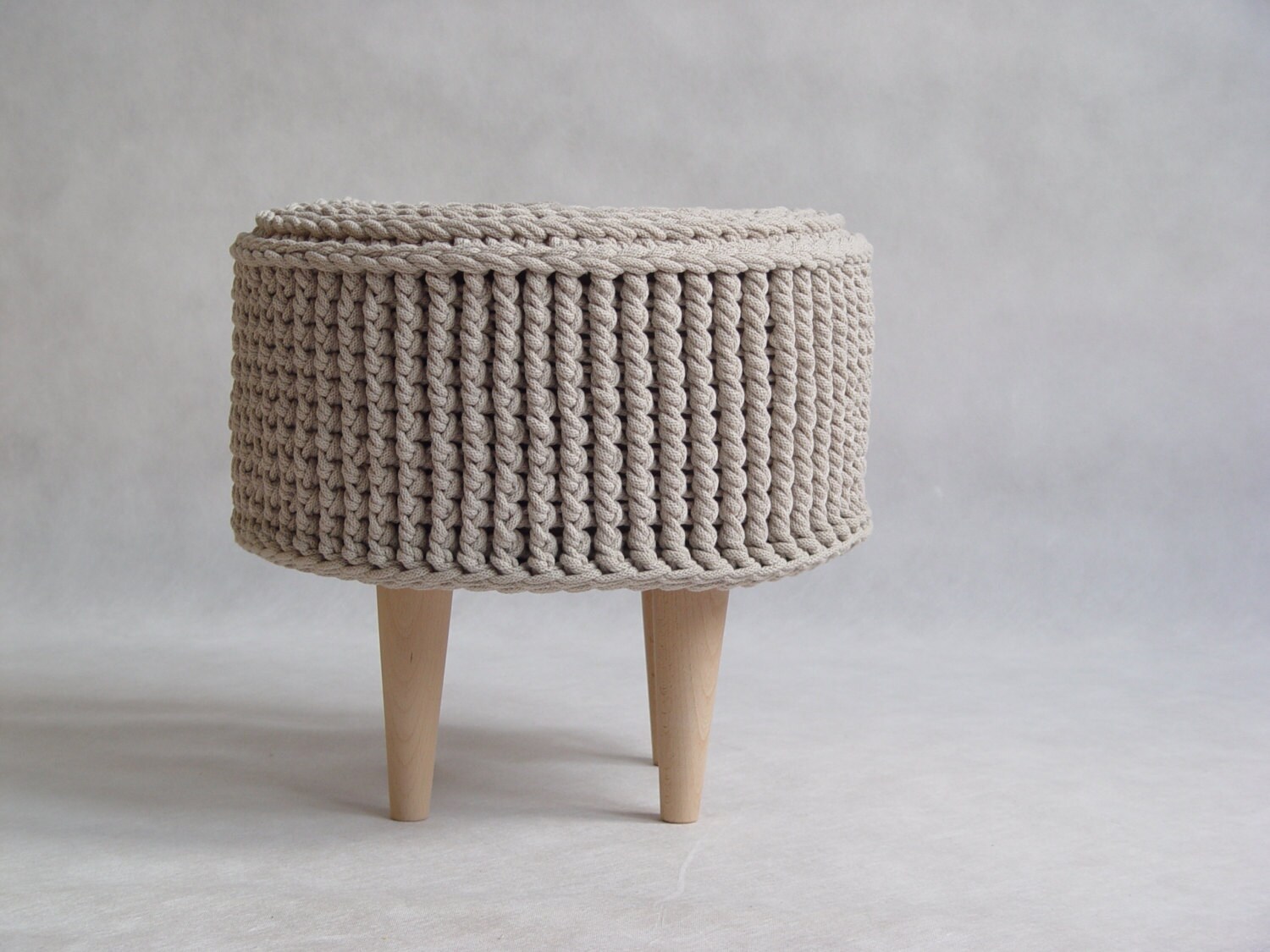 Crochet Pouf Crochet Footstool Round Pouf Knitted Pouf Knitted