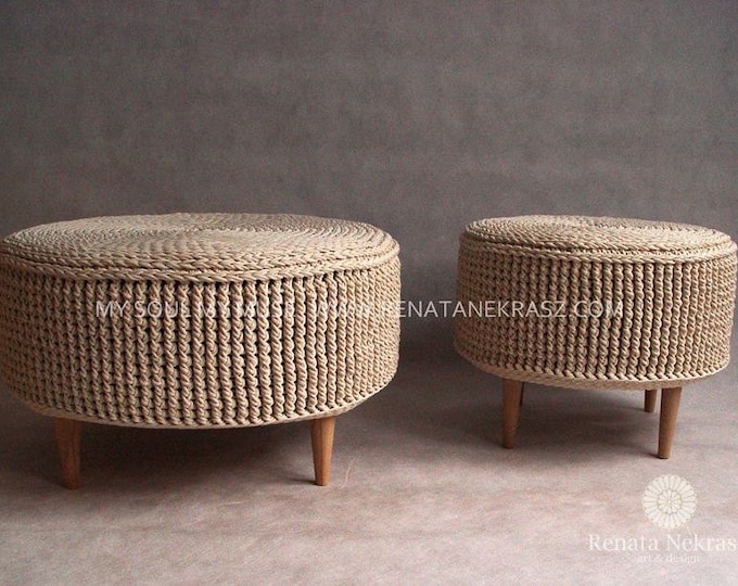 Crochet Pouf Crochet Footstool Round Pouf Knitted Pouf Knitted