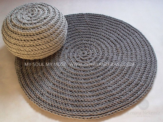 Grau Baumwollkordel Runder Teppich Hakeln Teppich Hakeln Etsy