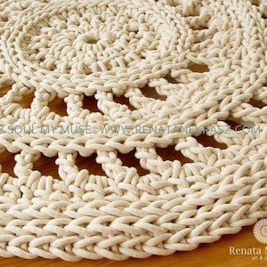 Ecru cotton cord, round rug, crochet rug, crochet carpet, knitted carpet, knitted rug, home & decor, furniture, floor decoration, floor