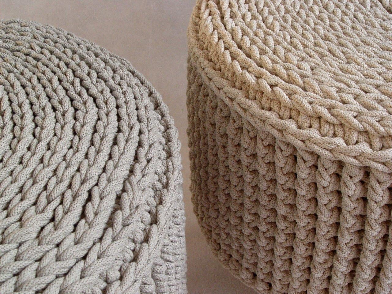 Crochet Pouf Crochet Footstool Round Pouf Knitted Pouf Knitted