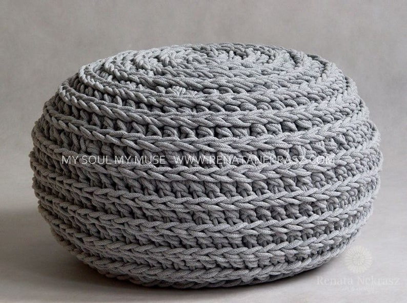 Crochet pouf crochet footstool round pouf knitting pouf image 1