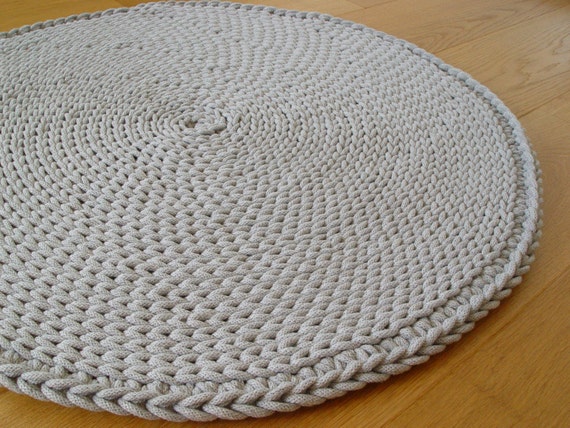 Grau Baumwollkordel Runder Teppich Gehakelter Teppich Etsy