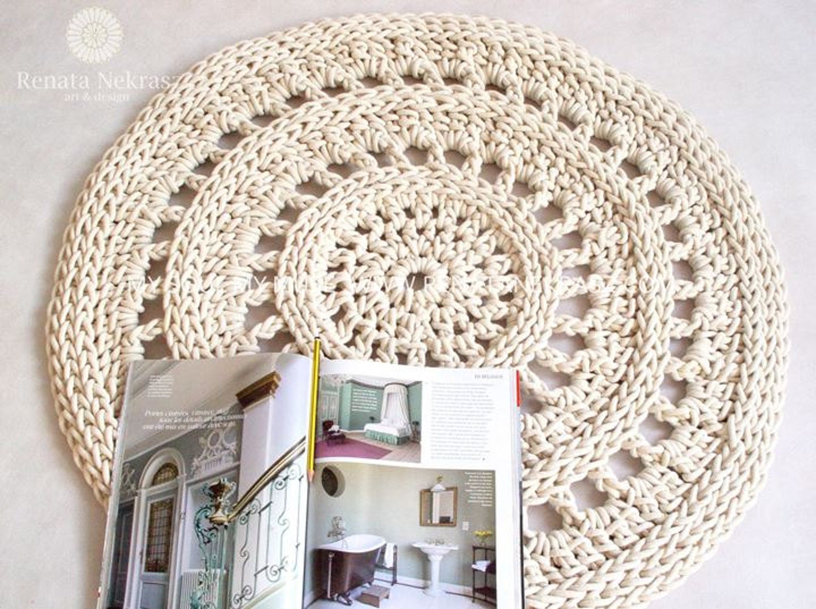 Ecru Cotton Rope Round Rug Crochet Rug Crochet Carpet Etsy