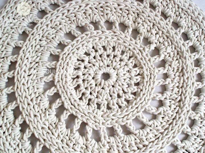 Ecru, Cotton Rope, Round Rug, Crochet Rug, Crochet Carpet, Knitted ...