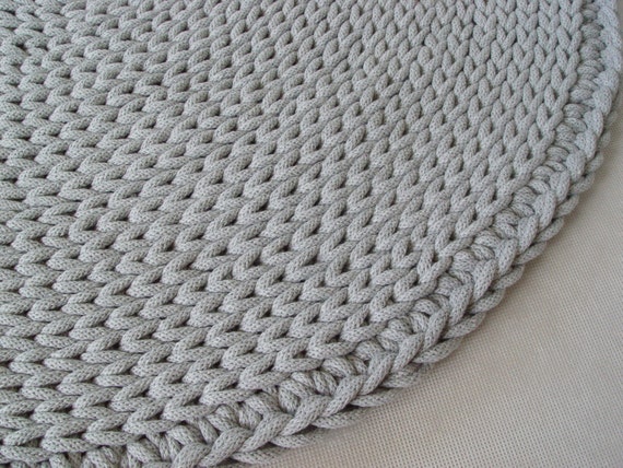 Grau Baumwollkordel Runder Teppich Gehakelter Teppich Etsy