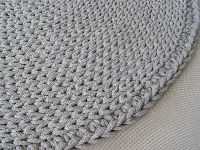 Grey Cotton Cord Round Rug Crochet Rug Crochet Carpet Etsy