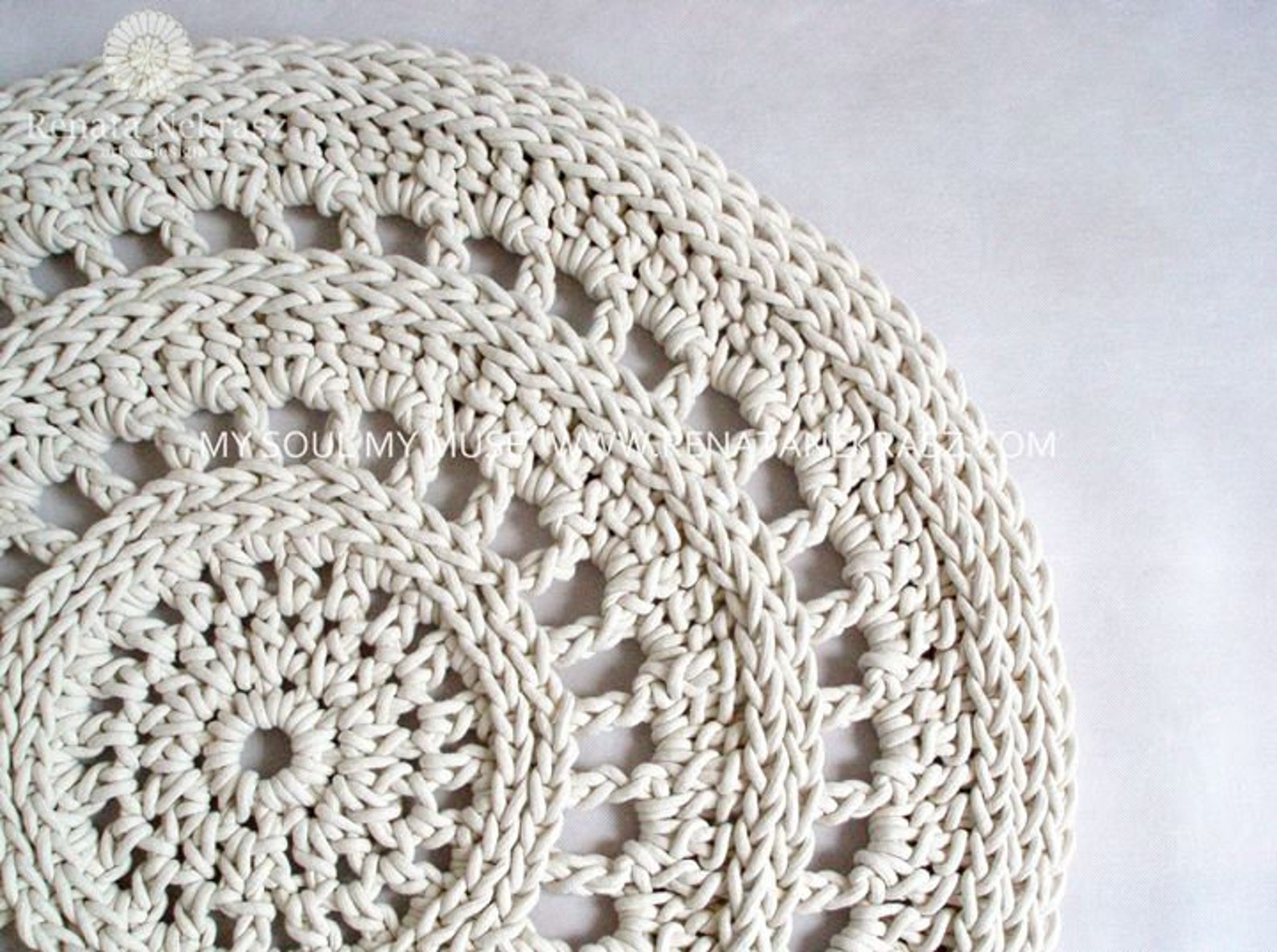 Ecru Cotton Rope Round Rug Crochet Rug Crochet Carpet Etsy