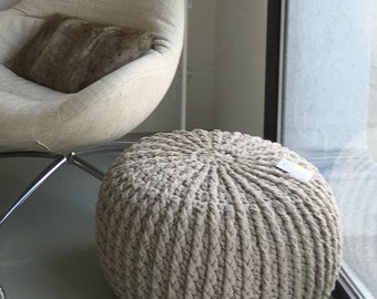 Pouf au crochet, repose-pieds au crochet, pouf rond, pouf en tricot, repose-pieds en tricot, pouf, repose-pieds, modèle de table 010, 50 cm