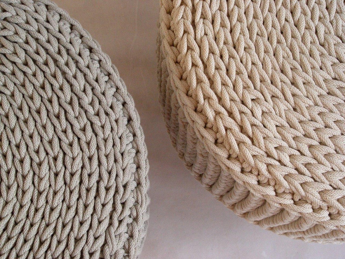 Crochet Pouf Crochet Footstool Round Pouf Knitted Pouf Etsy