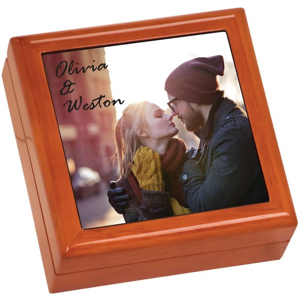 Jewerly Wooden Box with Personalized Ceramic Tile