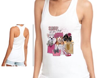 Racerback Tank Top, Kittens, Puppies - Tank Top, Racerback Tank Top - Paws - T-shirts for her - Gifts for her