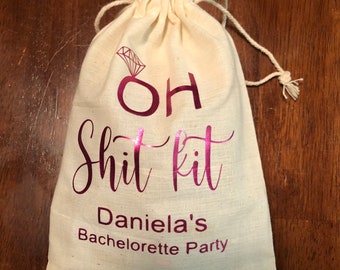 Personalized Bachelorette Cotton Favor Bag, Oh Shit Kit
