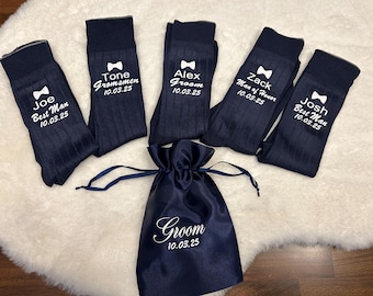 Groomsmen Blue Socks, Custom Wedding Party Gift
