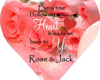 Personalized Photo Heart Puzzle, Romantic Anniversary Gift