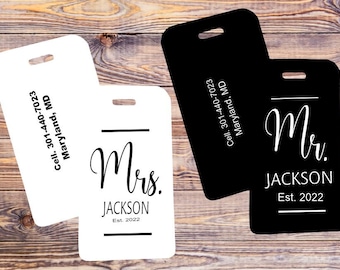 Personalized Mr. & Mrs. Luggage Tags Set – Wedding Gifts