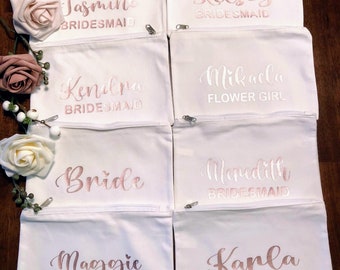 Maid of Honor Cosmetic Bags, Bridesmaid Makeup Bags, Cosmetic Canvas Bags, Canvas Bags, Makeup Canvas Bag