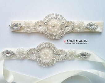 Belt and Headband Set, Flower girl sash, Satin sash 1.5", Maternity sash, Bridesmaid belt, Wedding sash and Headpiece, Rhinestone belt