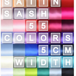 55 colors satin sash, Flower girl single faced belt 2" inch, Bridesmaid ribbon 5 cm width, Crafting ribbon, Wedding ribbon, Craft supplies